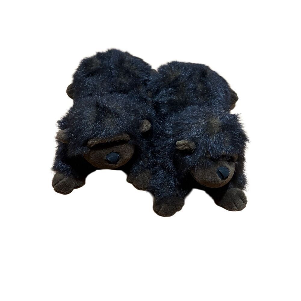 Sound Mates Black Fury Gorilla? Animal Slip On Slippers Size Large 10-12